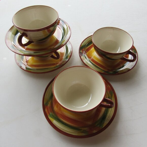 Set of 4 MCM Vernonware Cups and Saucers - Picture 5 of 5
